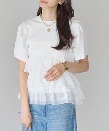 ティアードチュールペプラム半袖Tシャツ