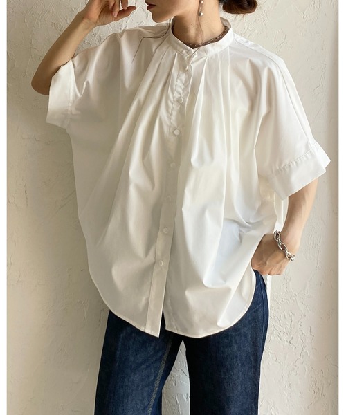 She's Closet(シーズクローゼット)の「半袖 ドルマンスリーブ オーバーサイズ タック ビッグシャツ(シャツ/ブラウス・レディース・ホワイト/ブラック/ベージュ/ホワイト系その他/チャコールグレー/ブルー・FREE)」の7枚目の写真