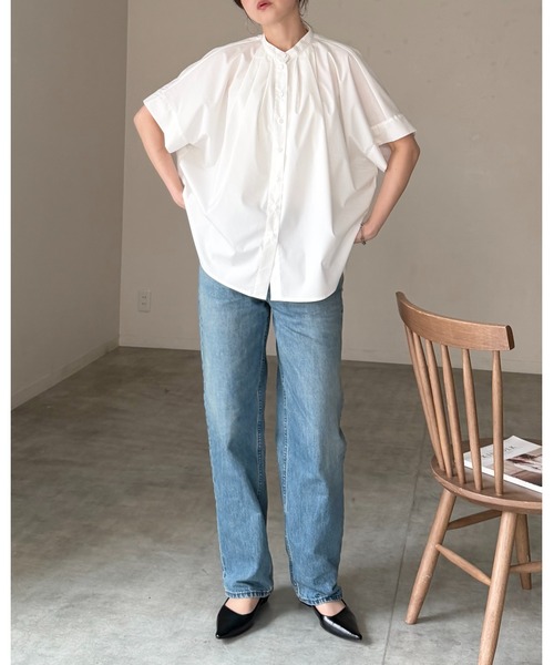 She's Closet(シーズクローゼット)の「半袖 ドルマンスリーブ オーバーサイズ タック ビッグシャツ(シャツ/ブラウス・レディース・ホワイト/ブラック/ベージュ/ホワイト系その他/チャコールグレー/ブルー・FREE)」の15枚目の写真
