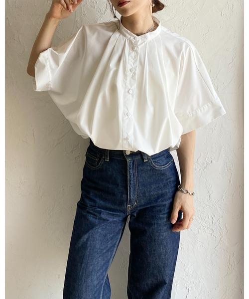 She's Closet(シーズクローゼット)の「半袖 ドルマンスリーブ オーバーサイズ タック ビッグシャツ(シャツ/ブラウス・レディース・ホワイト/ブラック/ベージュ/ホワイト系その他/チャコールグレー/ブルー・FREE)」の14枚目の写真