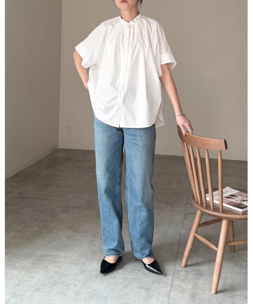 She's Closet(シーズクローゼット)の「半袖 ドルマンスリーブ オーバーサイズ タック ビッグシャツ(シャツ/ブラウス・レディース・ホワイト/ブラック/ベージュ/ホワイト系その他/チャコールグレー/ブルー・FREE)」の16枚目の写真
