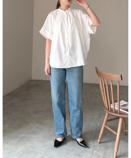 She's Closet(シーズクローゼット)の「半袖 ドルマンスリーブ オーバーサイズ タック ビッグシャツ(シャツ/ブラウス・レディース・ホワイト/ブラック/ベージュ/ホワイト系その他/チャコールグレー/ブルー・FREE)」の17枚目の写真