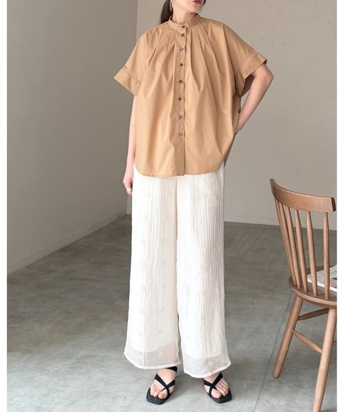 She's Closet(シーズクローゼット)の「半袖 ドルマンスリーブ オーバーサイズ タック ビッグシャツ(シャツ/ブラウス・レディース・ホワイト/ブラック/ベージュ/ホワイト系その他/チャコールグレー/ブルー・FREE)」の18枚目の写真