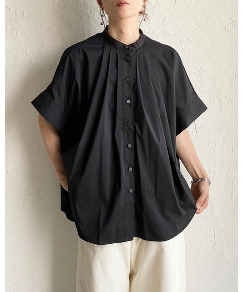 She's Closet(シーズクローゼット)の「半袖 ドルマンスリーブ オーバーサイズ タック ビッグシャツ(シャツ/ブラウス・レディース・ホワイト/ブラック/ベージュ/ホワイト系その他/チャコールグレー/ブルー・FREE)」の10枚目の写真
