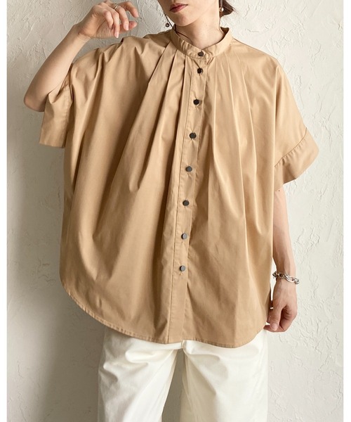 She's Closet(シーズクローゼット)の「半袖 ドルマンスリーブ オーバーサイズ タック ビッグシャツ(シャツ/ブラウス・レディース・ホワイト/ブラック/ベージュ/ホワイト系その他/チャコールグレー/ブルー・FREE)」の11枚目の写真