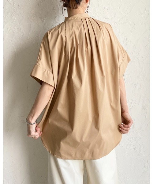 She's Closet(シーズクローゼット)の「半袖 ドルマンスリーブ オーバーサイズ タック ビッグシャツ(シャツ/ブラウス・レディース・ホワイト/ブラック/ベージュ/ホワイト系その他/チャコールグレー/ブルー・FREE)」の12枚目の写真