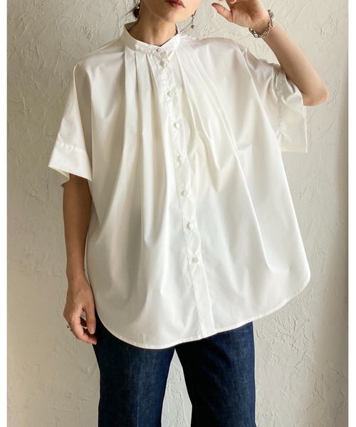 She's Closet(シーズクローゼット)の「半袖 ドルマンスリーブ オーバーサイズ タック ビッグシャツ(シャツ/ブラウス・レディース・ホワイト/ブラック/ベージュ/ホワイト系その他/チャコールグレー/ブルー・FREE)」の13枚目の写真