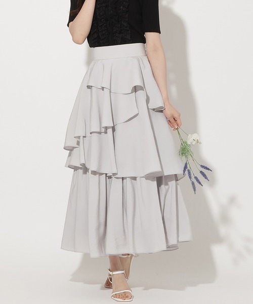 WILLSELECTION(ウィルセレクション)の「アシメフリルティアードスカート(スカート・レディース・ブラック/サックスブルー/オフホワイト/イエロー・FREE)」の4枚目の写真