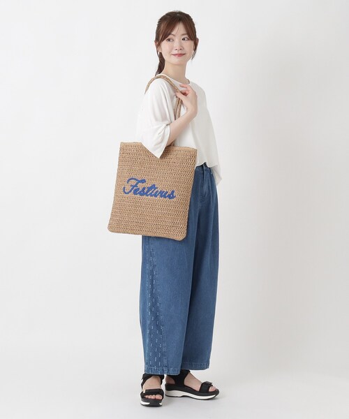 one'sterrace（ワンズテラス）の「【A4可】SE 雑材 サガラロゴ刺繍トート（トートバッグ・レディース・グレー系その他7/グレー系4/ベージュ系8・99）」の14枚目の写真
