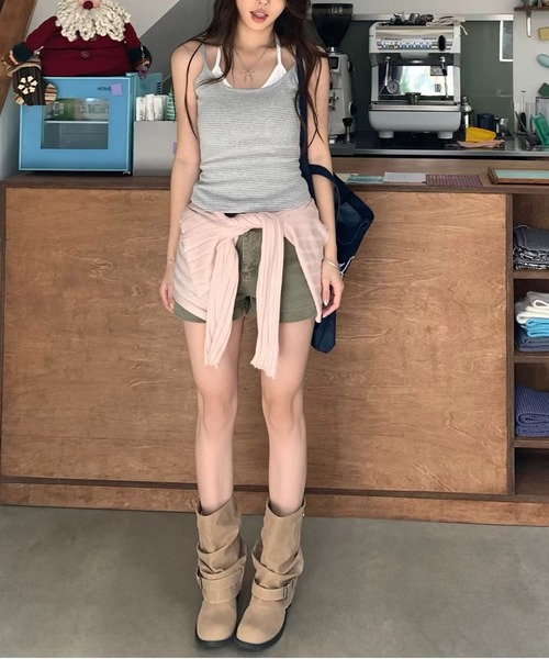 HALEY PESCA（ヘーリーペスカ）の「HALEY PESCA/レイヤード風ボーダーキャミソール（キャミソール・レディース・ピンク/グレー/ブラック・FREE）」の14枚目の写真