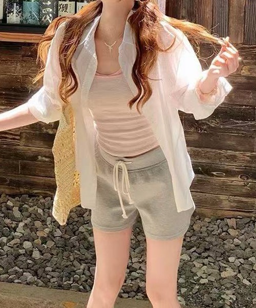 HALEY PESCA（ヘーリーペスカ）の「HALEY PESCA/レイヤード風ボーダーキャミソール（キャミソール・レディース・ピンク/グレー/ブラック・FREE）」の13枚目の写真
