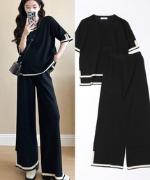 配色Tシャツ&パンツ2点セットアップ