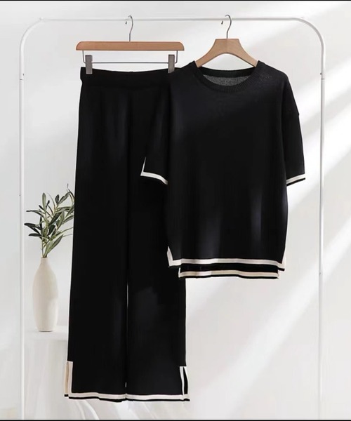 L LABEL(エルラベル)の「配色Tシャツ&パンツ2点セットアップ(セットアップ・レディース・ブラック/ホワイト・FREE)」の22枚目の写真