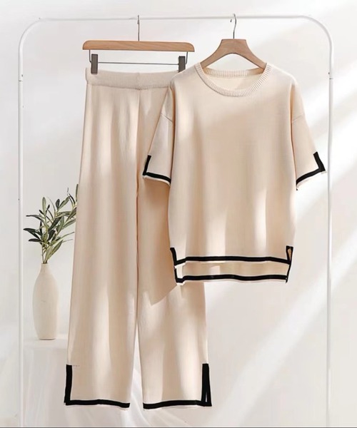 L LABEL(エルラベル)の「配色Tシャツ&パンツ2点セットアップ(セットアップ・レディース・ブラック/ホワイト・FREE)」の6枚目の写真