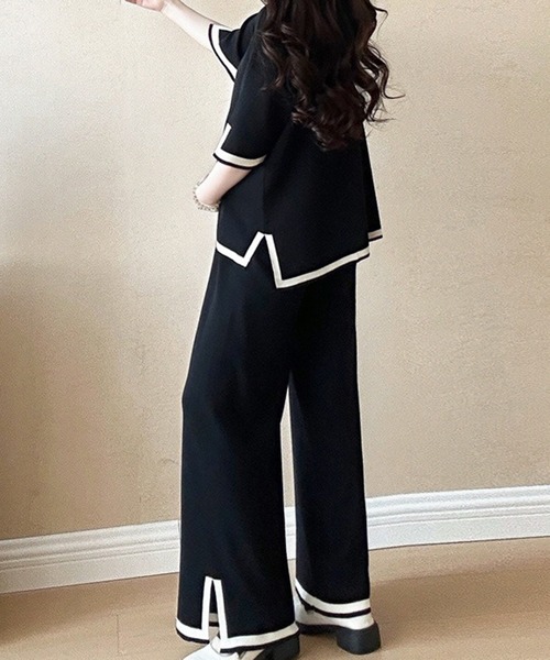 L LABEL(エルラベル)の「配色Tシャツ&パンツ2点セットアップ(セットアップ・レディース・ブラック/ホワイト・FREE)」の10枚目の写真