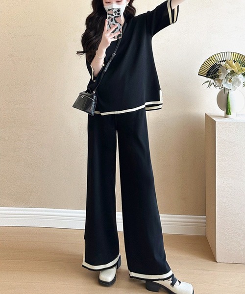 L LABEL(エルラベル)の「配色Tシャツ&パンツ2点セットアップ(セットアップ・レディース・ブラック/ホワイト・FREE)」の15枚目の写真