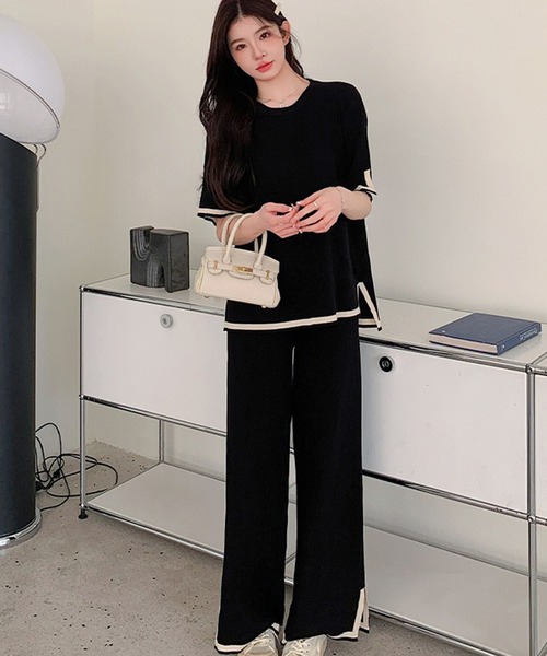 L LABEL(エルラベル)の「配色Tシャツ&パンツ2点セットアップ(セットアップ・レディース・ブラック/ホワイト・FREE)」の21枚目の写真