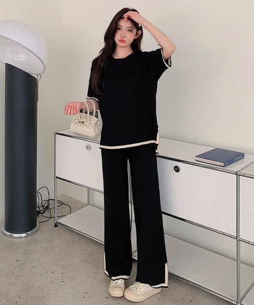 L LABEL(エルラベル)の「配色Tシャツ&パンツ2点セットアップ(セットアップ・レディース・ブラック/ホワイト・FREE)」の20枚目の写真