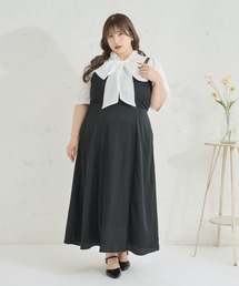 Louiosy】【大きいサイズ】バックリボンチュールティアードワンピ+