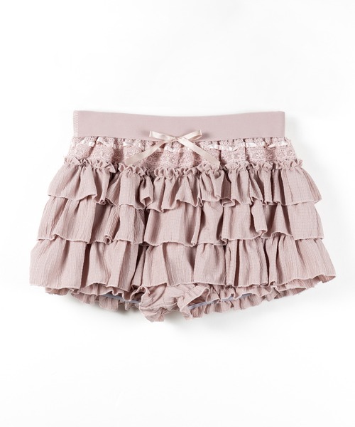 me+em select(ミームセレクト)の「【 2color / インパン裏地付 】リボンティアードフリルミニスカート / ribbon tiered frill mini skirt(スカート・レディース・ピンク/ブラック・FREE)」の5枚目の写真