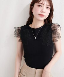 natural couture | フラワーレースノースリニット(ニット/セーター)
