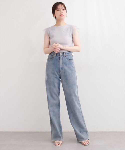 natural couture(ナチュラルクチュール)の「フラワーレースノースリニット(ニット/セーター・レディース・グレー/ブラック/オフホワイト/サックスブルー/ピンクベージュ・FREE)」の14枚目の写真