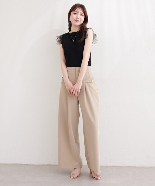 natural couture(ナチュラルクチュール)の「フラワーレースノースリニット(ニット/セーター・レディース・グレー/ブラック/オフホワイト/サックスブルー/ピンクベージュ・FREE)」の19枚目の写真