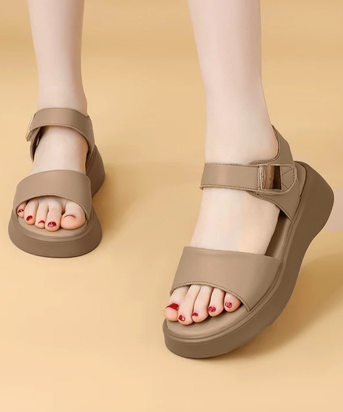 Miniministore(ミニミニストア)の「厚底 ベルクロサンダル 美脚 韓国風夏靴(サンダル・レディース・ベージュ/ブラック/ホワイト・25.0cm/24.5cm/24.0cm/23.5cm/23.0cm/22.5cm)」の3枚目の写真