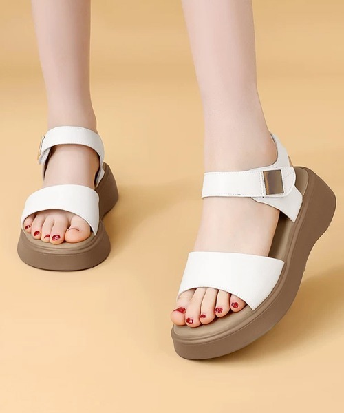 Miniministore(ミニミニストア)の「厚底 ベルクロサンダル 美脚 韓国風夏靴(サンダル・レディース・ベージュ/ブラック/ホワイト・25.0cm/24.5cm/24.0cm/23.5cm/23.0cm/22.5cm)」の2枚目の写真