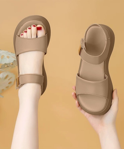 Miniministore(ミニミニストア)の「厚底 ベルクロサンダル 美脚 韓国風夏靴(サンダル・レディース・ベージュ/ブラック/ホワイト・25.0cm/24.5cm/24.0cm/23.5cm/23.0cm/22.5cm)」の9枚目の写真