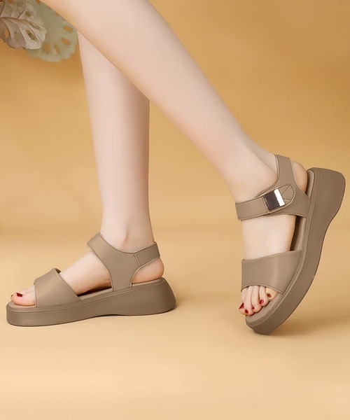Miniministore(ミニミニストア)の「厚底 ベルクロサンダル 美脚 韓国風夏靴(サンダル・レディース・ベージュ/ブラック/ホワイト・25.0cm/24.5cm/24.0cm/23.5cm/23.0cm/22.5cm)」の10枚目の写真