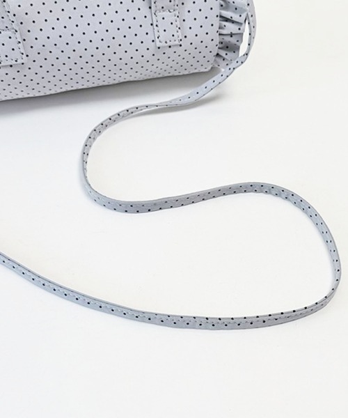 HOOK(フック)の「HOOK for girls ドット × フリル × リボン 円筒型ミニボストンハンドバッグ(ボストンバッグ・レディース・ライトベージュ/ネイビー/ブルー・FREE)」の8枚目の写真