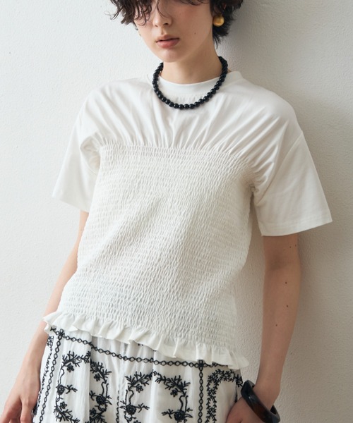Trish(トリッシュ)の「スパン天竺シャーリングT(Tシャツ/カットソー・レディース・ブラック/ホワイト・MEDIUM)」の3枚目の写真