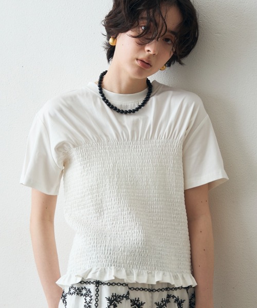 Trish(トリッシュ)の「スパン天竺シャーリングT(Tシャツ/カットソー・レディース・ブラック/ホワイト・MEDIUM)」の4枚目の写真