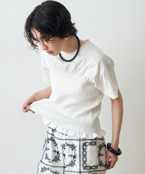 Trish(トリッシュ)の「スパン天竺シャーリングT(Tシャツ/カットソー・レディース・ブラック/ホワイト・MEDIUM)」の5枚目の写真