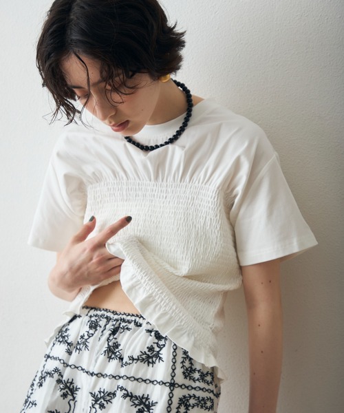 Trish(トリッシュ)の「スパン天竺シャーリングT(Tシャツ/カットソー・レディース・ブラック/ホワイト・MEDIUM)」の7枚目の写真