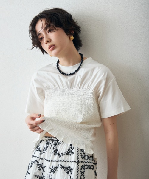 Trish(トリッシュ)の「スパン天竺シャーリングT(Tシャツ/カットソー・レディース・ブラック/ホワイト・MEDIUM)」の8枚目の写真