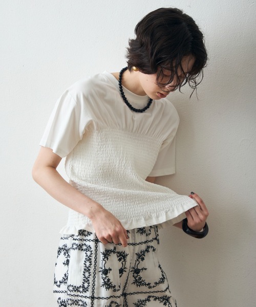 Trish(トリッシュ)の「スパン天竺シャーリングT(Tシャツ/カットソー・レディース・ブラック/ホワイト・MEDIUM)」の10枚目の写真