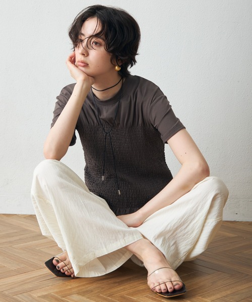 Trish(トリッシュ)の「スパン天竺シャーリングT(Tシャツ/カットソー・レディース・ブラック/ホワイト・MEDIUM)」の19枚目の写真