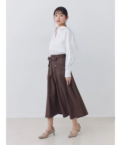 TONAL(トーナル)の「マルチセットベルト付フラップフレアスカート(スカート・レディース・ブラウン/グレー/ベージュ/ピンク/ネイビー・SMALL/MEDIUM)」の12枚目の写真