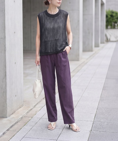 STYLE DELI(スタイルデリ)の「バスケット編みサマーベスト(Tシャツ/カットソー・レディース・スミクロ/ナチュラル/カーキ・FREE)」の11枚目の写真