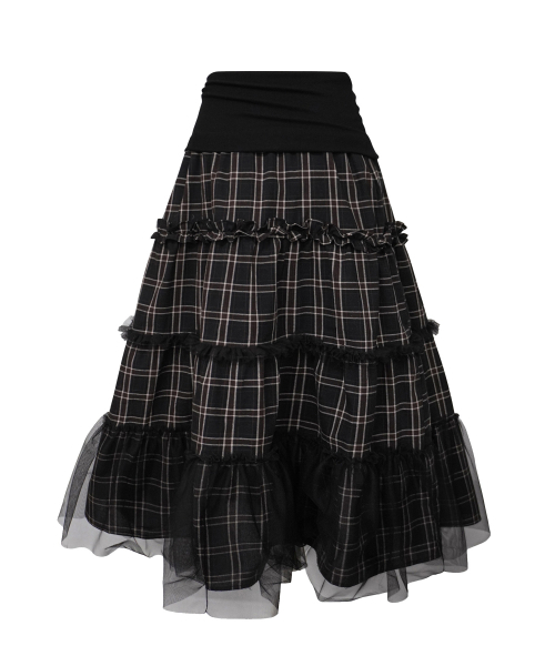MIRECO（ミレコ）の「FOLDED CHECK FRILL MESH SK BLACK（スカート・レディース・その他・FREE）」の5枚目の写真