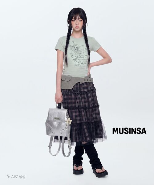 MIRECO（ミレコ）の「FOLDED CHECK FRILL MESH SK BLACK（スカート・レディース・その他・FREE）」の6枚目の写真