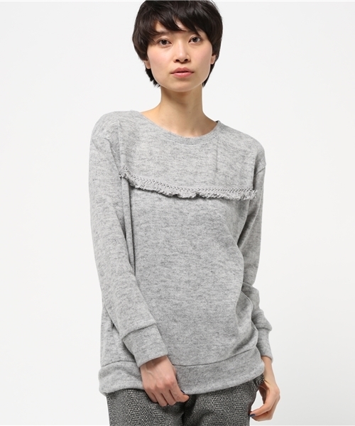 OUTLET（アウトレット）の「【CIAOPANIC TYPY】起毛フリンジプルオーバー（Tシャツ/カットソー・レディース・グレー/ブラック・ONE）」の2枚目の写真