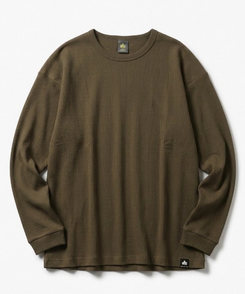 LOGOS(ロゴス)の「2026AW LOGOS/ロゴス ワッフル サーマル 無地 吸汗速乾 ロングスリーブTシャツ 長袖ロンT レディース メンズ(Tシャツ/カットソー・メンズ・ホワイト/ブラック/オリーブ/カーキ/ネイビー・M/L/LL)」の3枚目の写真