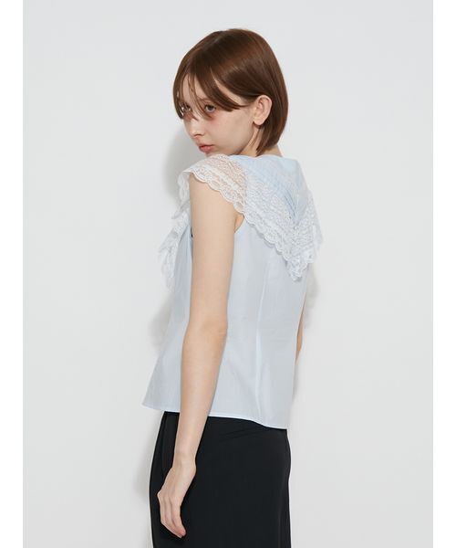 FURFUR(ファーファー)の「レースカラーノースリーブブラウス(シャツ/ブラウス・レディース・ホワイト/ブラック/サックスブルー・F)」の9枚目の写真