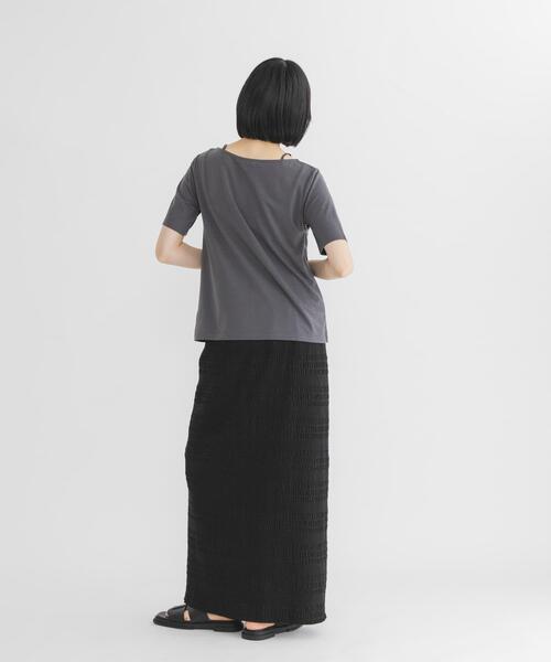 KBF（ケイビーエフ）の「アシメタックレイヤードTEE（Tシャツ/カットソー・レディース・オートミール/チャコールグレー/ピンク・ONE）」の10枚目の写真