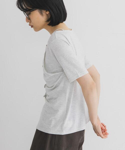 KBF（ケイビーエフ）の「アシメタックレイヤードTEE（Tシャツ/カットソー・レディース・オートミール/チャコールグレー/ピンク・ONE）」の15枚目の写真