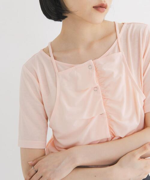 KBF（ケイビーエフ）の「アシメタックレイヤードTEE（Tシャツ/カットソー・レディース・オートミール/チャコールグレー/ピンク・ONE）」の21枚目の写真