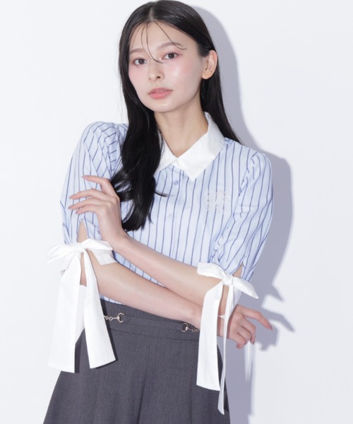 JILL by JILL STUART(ジルバイジルスチュアート)の「袖リボンブラウス(シャツ/ブラウス・レディース・ブルー系その他/ブルー/ベージュ系その他・FREE)」の22枚目の写真